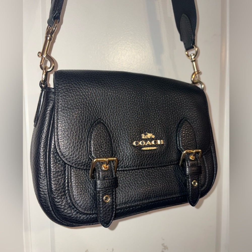 Coach Lucy Crossbody Shoulder Bag Black Pebbled Leather - Picture 2 of 16